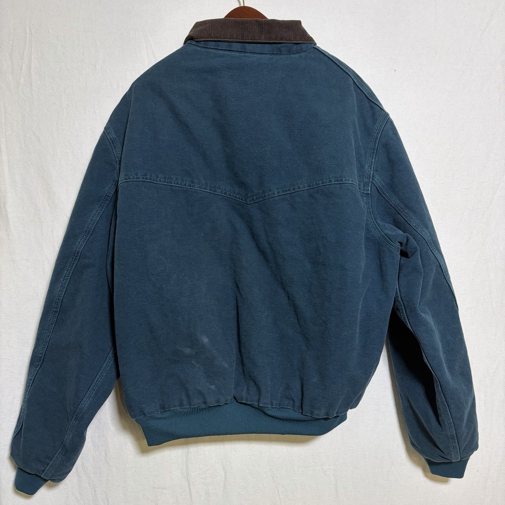 Vintage 90's Carhartt Santa Fe J14DTL Size Medium Blue/Teal 2XL Logo - Picture 4 of 8
